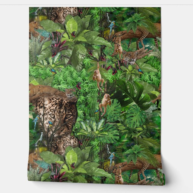 Papel Pintado Plantas y animales de la selva silvestre (Desenrollar)
