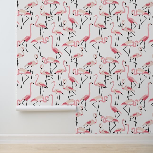 Papel Pintado Playa tropical Flamingo rosa (Solicitud)