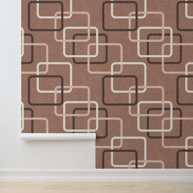 Papel Pintado Plazas geométricas de Mocha Mousse Retro (Solicitud)