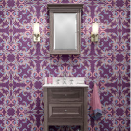 Papel Pintado Plum Purple Baroque Ornamental Design