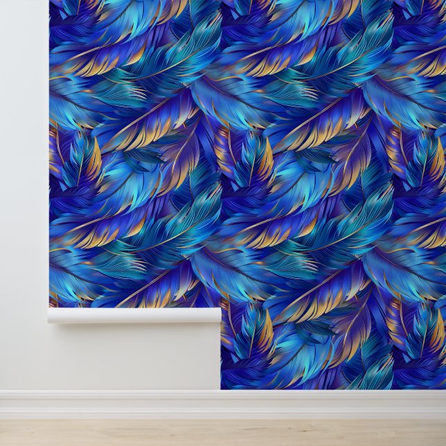 Papel Pintado Plumas azules modernas  (Solicitud)
