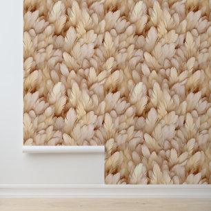 Papel Pintado Plumas beige modernas