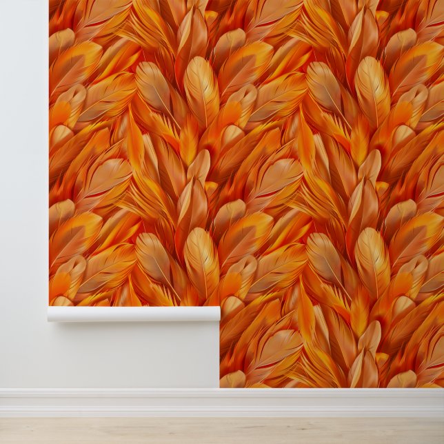 Papel Pintado Plumas naranjas modernas  (Solicitud)