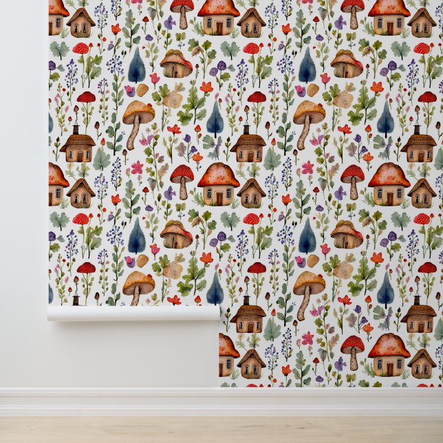 Papel Pintado Poblado caprichoso, hongos, naturaleza (Solicitud)