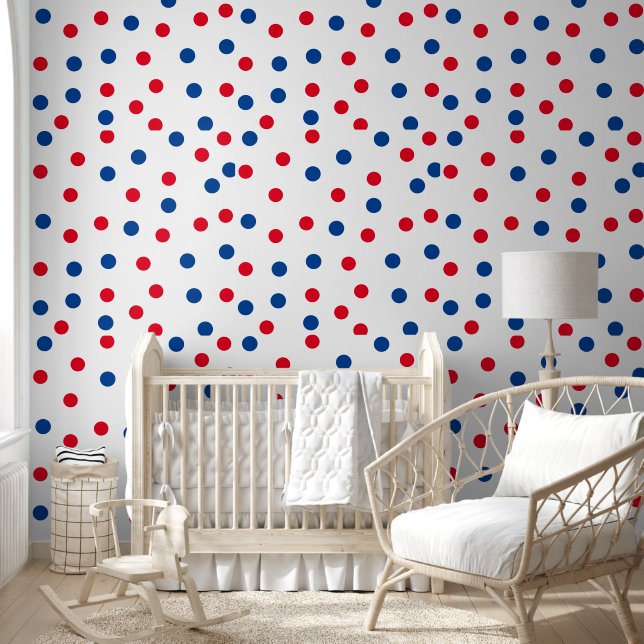 Papel Pintado polka azul rojo navidades día americano (Niños)