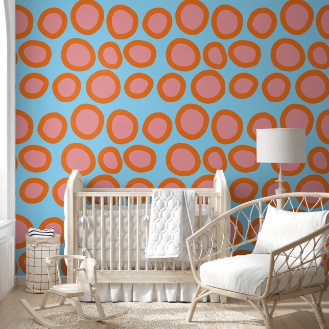 Papel Pintado Polka Dot Naranja Círculo rosado Geométrico Patata (Niños)