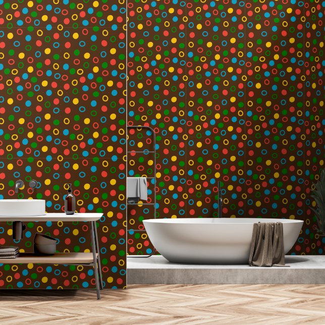 Papel Pintado Polka moderna de mediados de siglo puntiagudo marr (Baño)