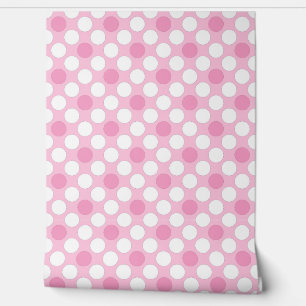 Papel Pintado Polka pega retro rosa blanco