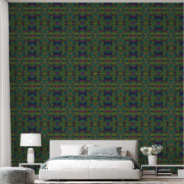 Papel Pintado Polvo de Oro Verde Oscuro, Variación Azul y Rosa