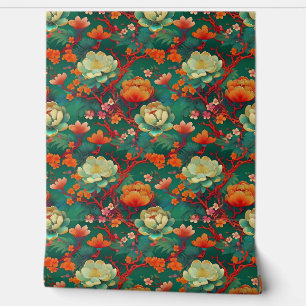 Papel Pintado Ponies japoneses sobre esmeralda