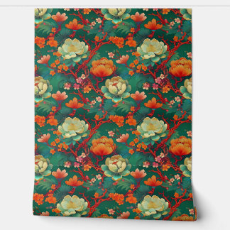 Papel Pintado Ponies japoneses sobre esmeralda