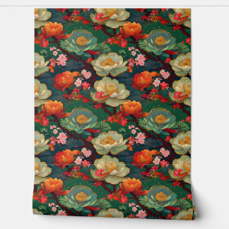 Papel Pintado Ponies japoneses sobre esmeralda