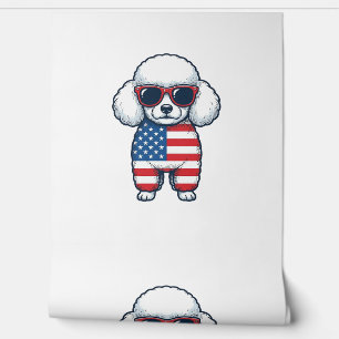 Papel Pintado Poodle Patriótico con Gafas de Sol Diseño Vectoria