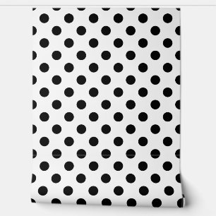 Papel Pintado Pos de Polka Blanco Negro