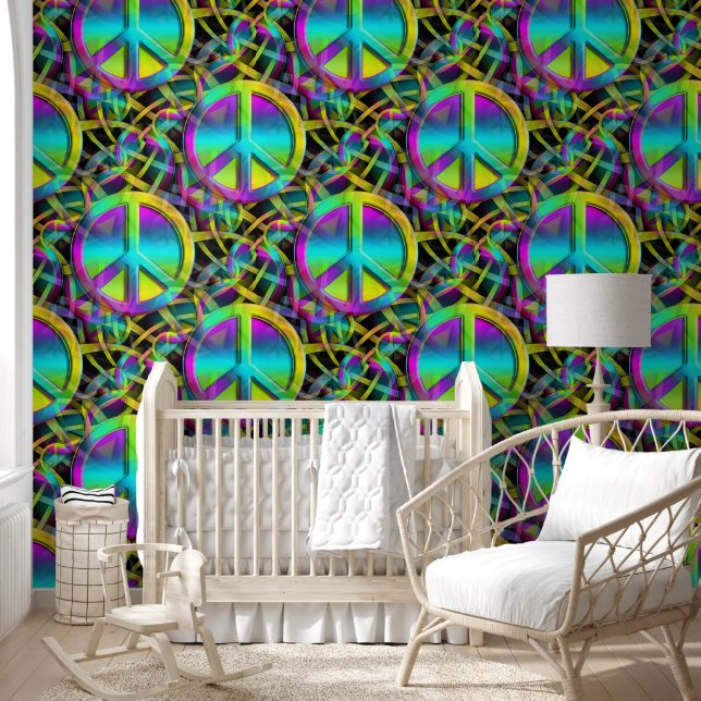 Papel Pintado Potencia de las flores - Patrón de signos de paz c (Niños)