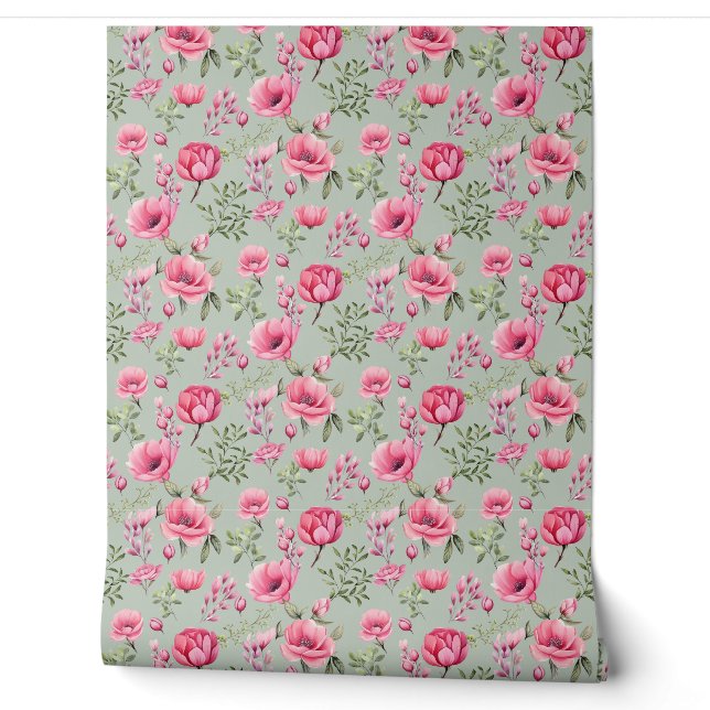 Papel Pintado Pradera Rosada-Pétalos en Flor (Desenrollar)