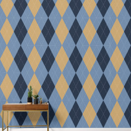 Papel Pintado Preppy Clásico Argyle Azul Marino, Fumador Azul y