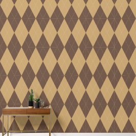 Papel Pintado Preppy Clásico Argyle Chocolate Marrón y Caqui