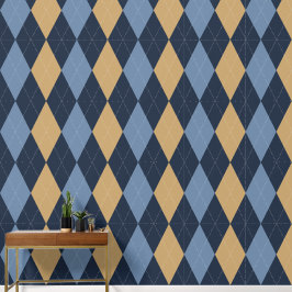 Papel Pintado Preppy Classic Argyle Navy, Khaki & Smoke Blue
