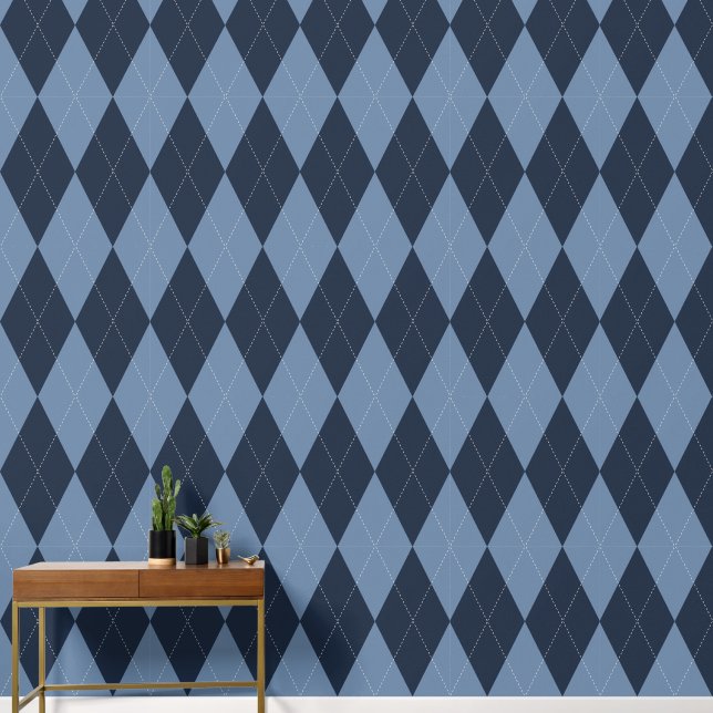 Papel Pintado Preppy Classic Argyle Navy & Smoke Blue (Pasillo)