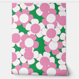 Papel Pintado Preppy Daisy Allover Bloom – Pink & Green