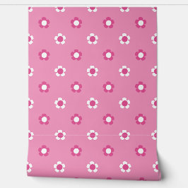 Papel Pintado Preppy Daisy Scatter Field – Hot Pink & Pink