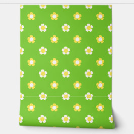 Papel Pintado Preppy Daisy Scatter Field – Yellow & Lime