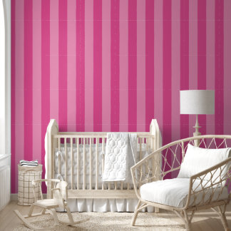 Papel Pintado Preppy de raya audaz dibujada a mano en rosa y ros