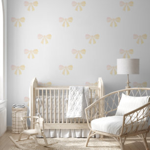 Papel Pintado Preppy Neutral Bow Niña Bebé Niños