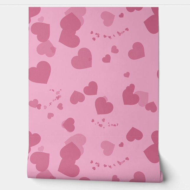 Papel Pintado Pretty pink love hearts wallpaper (Desenrollar)
