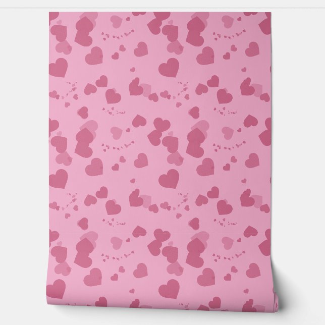 Papel Pintado Pretty pink love hearts wallpaper (Desenrollar)