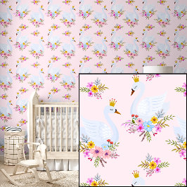 Papel Pintado Princesa cisne en rosa