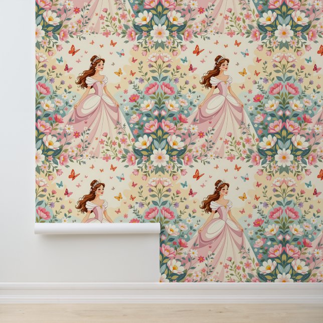 Papel Pintado Princesa linda con mariposas (Solicitud)
