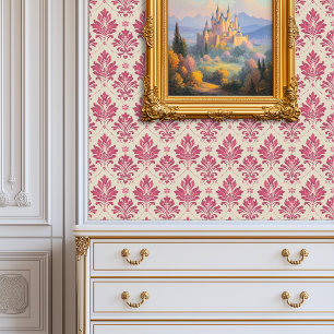 Papel Pintado Princescore de Damasco Rosado Rosa
