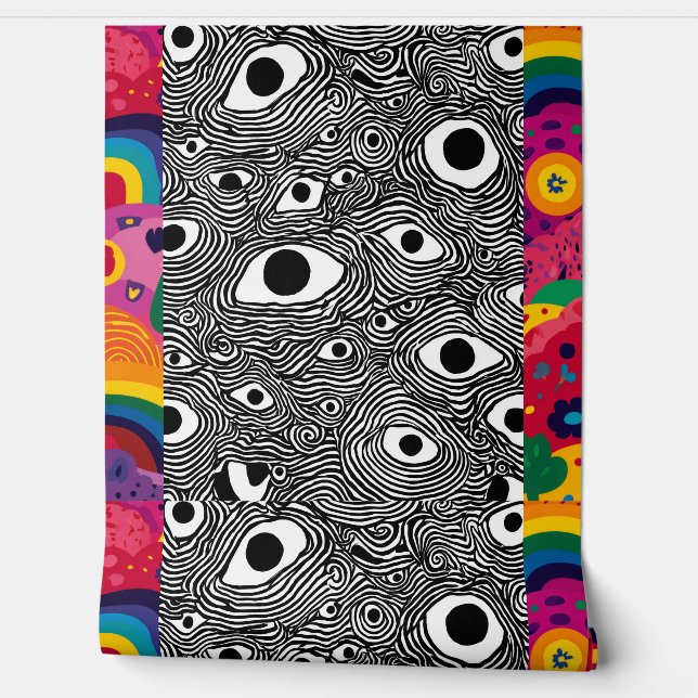 Papel Pintado Psychedelic Eye Pattern Wallpaper - Trippy Optical (Desenrollar)