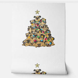 Papel Pintado Pug Christmas Tree Merry Dogmas Cute