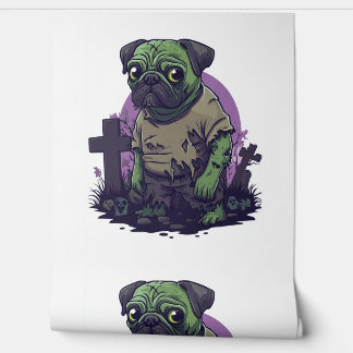 Papel Pintado Pug Zombie � Perro Divertido de Halloween No Muert