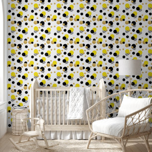 Papel Pintado Punto de polka amarillo dorado