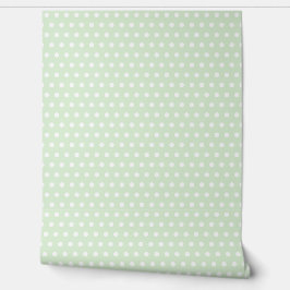 Papel Pintado Punto de Polka Blanco sobre un patrón verde pálido