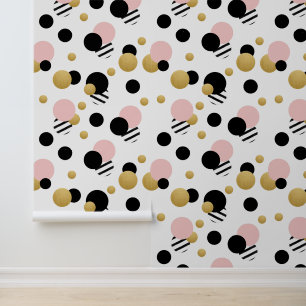 Papel Pintado Punto de Polka Oro Rosa