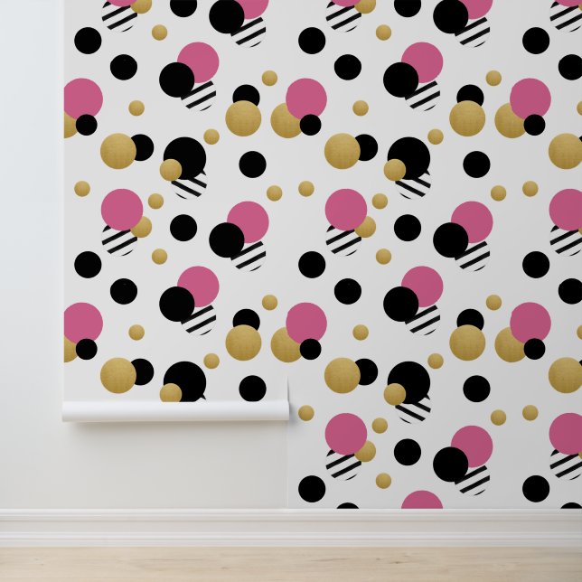 Papel Pintado Punto de Polka Oro Rosa (Solicitud)