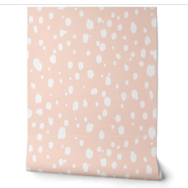 Papel Pintado Puntos abstractos rosados y blancos