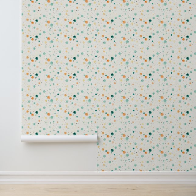 Papel Pintado Puntos abstractos Verde azulados de turquesa de ma (Solicitud)