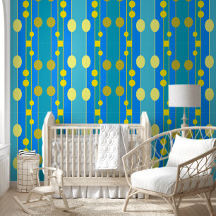 Papel Pintado Puntos amarillo y azul