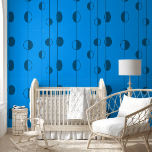 Papel Pintado Puntos azul oscuro y líneas verticales sobre azul 