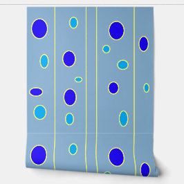 Papel Pintado Puntos azules y líneas amarillas