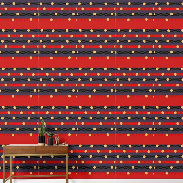 Papel Pintado Puntos Bandas Chevron Hogar (Pasillo)