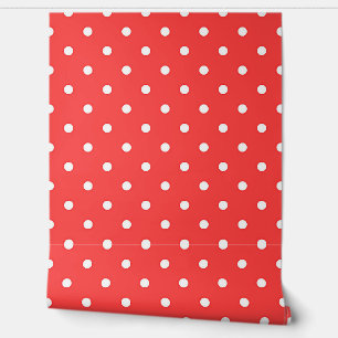 Papel Pintado Puntos Blancos de Lunares Rojos
