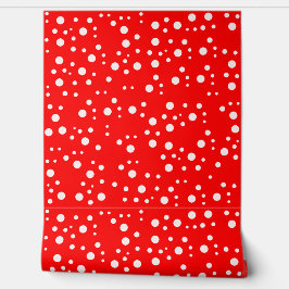 Papel Pintado Puntos blancos de moda sobre rojo brillante