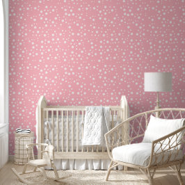 Papel Pintado Puntos Blancos Modernos sobre Rosa para Cuarto de 